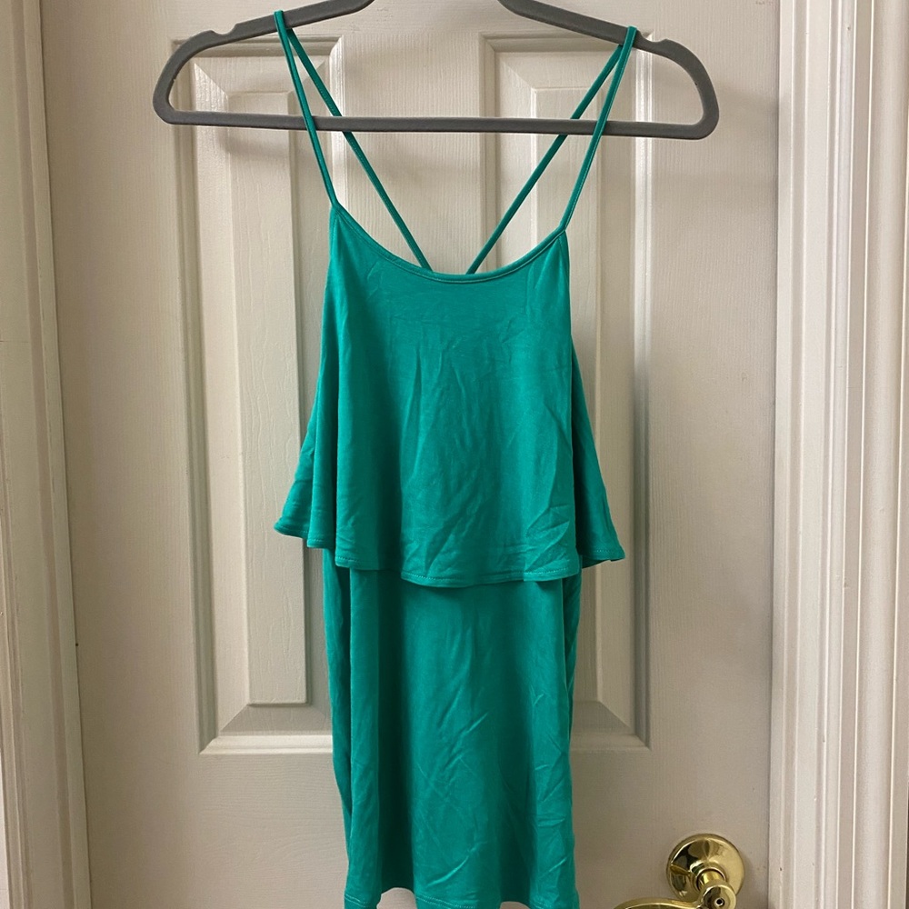 Teal Strappy Layered Tank